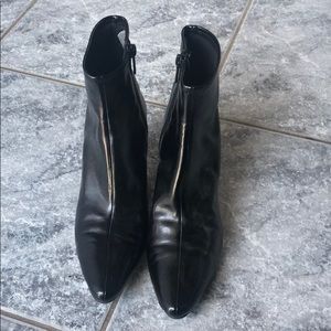 Black leather booties